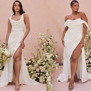 House of CB ‘Delphine’ Ivory Draped Corset Bridal Gown NWOT